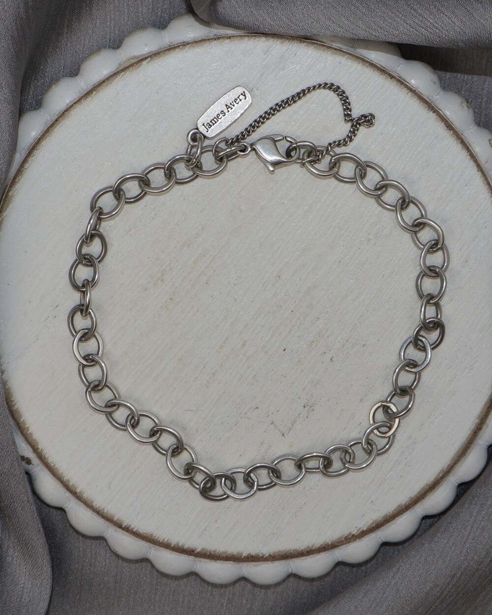 James Avery Sterling Silver Forged Charm Bracelet 9.3G/ 8.75in N1542